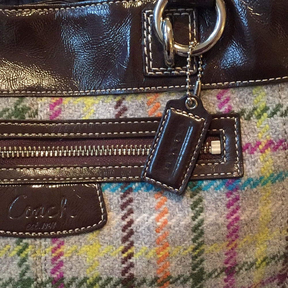 Coach Penelope Tattersall Wool Plaid Satchel - Picture 4 of 6